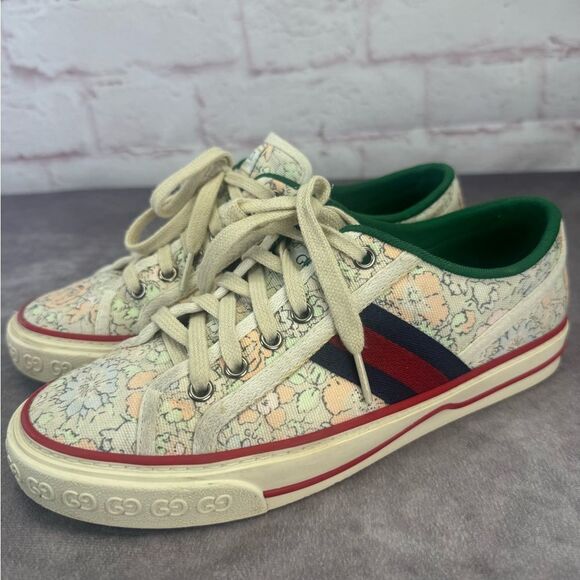 Gucci Floral Liberty Ace Web Sneakers 8.5 - Picture 4 of 12